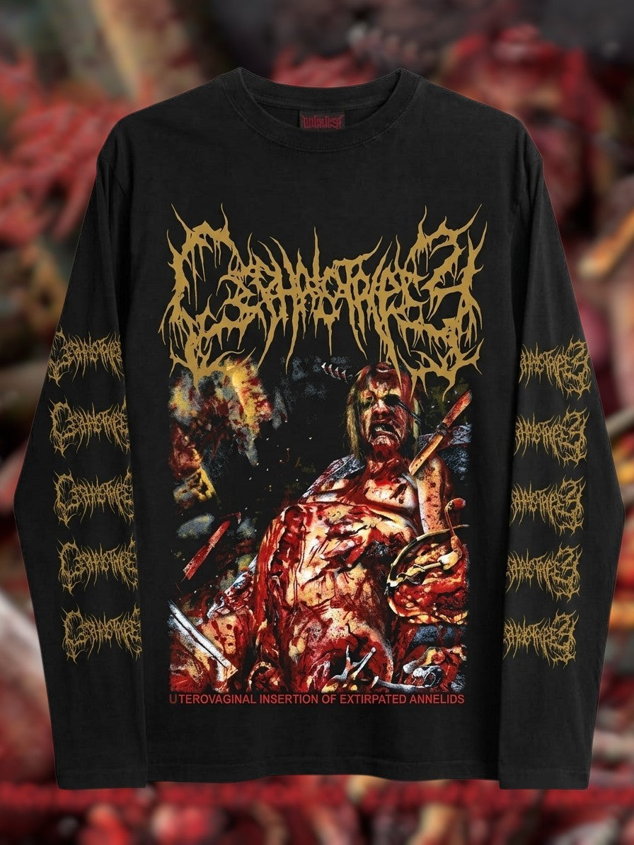 Polera manga larga Cephalotripsy Uterovaginal Insertion of Extirpated Anomalies, estampado slam death metal - Poleras Metal Chile